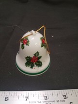 Vintage Lefton Christmas Ornament Porcelain Bell w/Holly &amp; Berries Japan... - $10.36