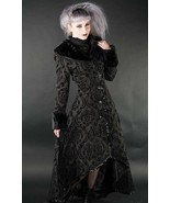 Women&#39;s Black Brocade Gothic Victorian Fall Winter Long Steampunk Coat - £132.85 GBP