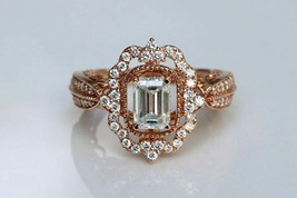 3Ct Emerald Cut Lab-Created Diamond Women Engagement Ring 14k Rose Gold Plated - £126.10 GBP