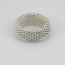 Size 5 Tiffany &amp; Co Somerset Mesh Weave Flexible Dome Ring AUTHENTIC - £199.79 GBP