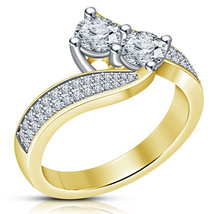 1.00 Ct Round Diamond Two Stone Diamond Engagement Ring 14K Yellow Gold ... - $1,177.39 MXN