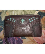 Montana West Brown/Turquoise Wallet w/Cross - £53.91 GBP