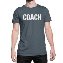 Charcoal &amp; White Coach T-Shirt Adult Mens Tee Shirt Screen Printed Coaching - $13.99