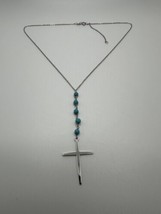 Vintage Sterling Silver Cross Southwestern Style Necklace 16”-18” - £19.78 GBP