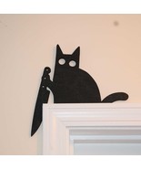 Stabby Cat Door Hanger | Funny Cat Wall Décor | Handmade Cosmic Color Novelty Gi - $9.67 CAD