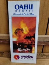 1996 OAHU HAWAII Illustrated Pocket Map Compliments of HAWAIIAN Airlines - $13.86