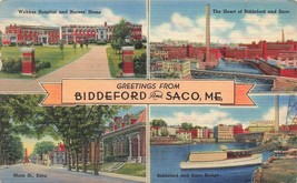 Greetings From Biddeford Saco MAINE-WEBBER-MAIN ST-BRIDGE~MULTI Image Postcard - £7.39 GBP