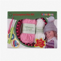 JubileeYarn Cozy Creations: Kids Winter Hat Kit - Pink &amp; White Pompom Lo... - $46.48