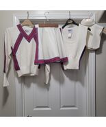 Vintage 80s 4 Piece Cheerleading Outfit White Red Blue Juniors / Womens ... - $2,425.83 MXN