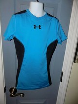 Under Armour Heat Gear Blue and Black Fitted Shirt Size Small Youth EUC - $16.79