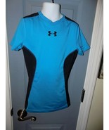 Under Armour Heat Gear Blue and Black Fitted Shirt Size Small Youth EUC - £13.45 GBP