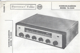 1957 HARMAN-KARDON TA-1040 Am Fm Radio Receiver Photofact Manual Tube TA1040 Vtg - £7.90 GBP