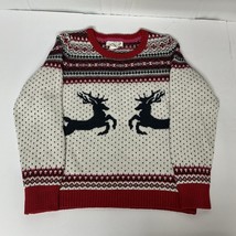 H&amp;M Women&#39;s Ugly Christmas Jacquard Knit Reindeer Sweater Size L White R... - $21.41