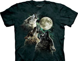 Three Wolf Moon Wolves Howling At The Moon Hand-Dyed Art T-Shirt XXL NEW... - £13.88 GBP