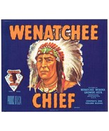 1940&#39;s CRATE LABEL VINTAGE NATIVE AMERICAN INDIAN ARROWHEAD CHIEF WENATCHEE - $17.08 CAD
