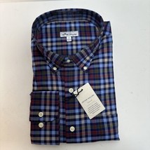 $148 Peter Millar Crown Lite Summer Comfort Men&#39;s XL Check Long Sleeve Shirt - £55.27 GBP