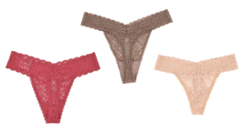Jenni All Over Lace PLUS Size Thong Underwear Panty Panties Fits 1X-3X (3pk) - £16.54 GBP