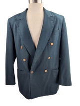 Digel Men&#39;s Large 44L Double Breasted Polyester Blend Navy Blue Blazer - $10.88