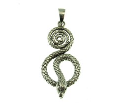 Handcrafted Solid 925 Sterling Silver Coiled SNAKE Pit Viper Pendant - £24.21 GBP
