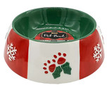 NEW Woof Ceramic Mistletoe Pawprint Christmas Pet Dog Cat Holiday Bowl Dish - $10.95