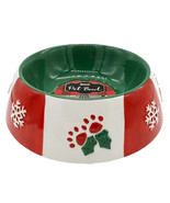 NEW Woof Ceramic Mistletoe Pawprint Christmas Pet Dog Cat Holiday Bowl Dish - £8.61 GBP