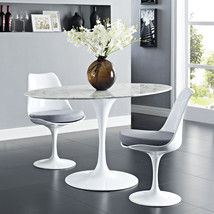 Lippa 54&quot; Oval Artificial Marble Dining Table White EEI-1134-WHI - £673.08 GBP
