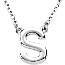 Precious Stars Unisex 14K White Gold Block Font S Initial Necklace - £243.86 GBP