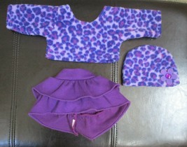 18&quot; Doll 3 Pc Purple Leopard Print Shirt, Skirt &amp; Hat - $156.65 MXN