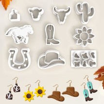 Clay Cutters Kit 10Pcs Polymer Earring Making Tools Western Cow Bull Skull Cactu - £25.27 GBP