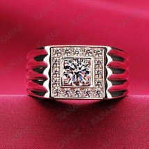 2 Carati Taglio Rotondo Moissanite Uomo Halo Fidanzamento Pinky Ring 925... - $75.58