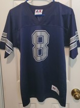 Vintage Troy Aikman Dallas Cowboys Logo Athletic Jersey Blue Youth X-Large #8 - £15.63 GBP