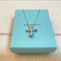Tiffany &amp; Co. Elsa Peretti Cross Necklace Pendant Silver 925 w/BOX GIFT 20×18mm - £98.58 GBP
