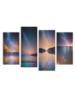 NEW! Ready To Hang 4 Panel Glass Horizon Wrapped Canvas WOW!  - $89.99