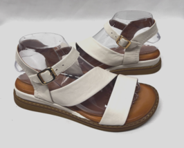 MIZ MOOZ LEATHER ANKLE BUCKLE  WEDGE  SANDALS OFF WHITE 37EU / 7US T-160 - $29.95