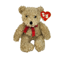 Vintage 1991 Ty Rags Brown Teddy Bear Stuffed Animal Plush Toy W/ Bow + Tag 5102 - £36.45 GBP