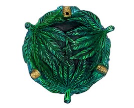 Leaves Pot Leaf Round Bowl Ash Tray Cigarette Burner Incense Stick Holder 420 St - £19.77 GBP