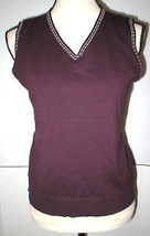 NWT Womens Worth New York Designer Sweater M Merlot Dark Red Wine Stitched V Top - $394.02