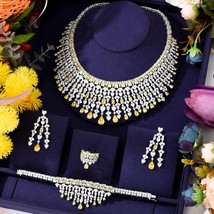 New Trendy 2 Layers UAE Jewelry Sets For Women Wedding Party Zircon CZ African D - £256.89 GBP