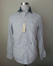 DIESEL men&#39;s size S slim casual shirt blue with white stripes - $77.55