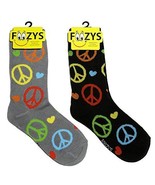 Peace Signs Socks 2 Pair Crew Novelty Dress Casual SOX  Foozys  9-11 Siz... - £9.67 GBP