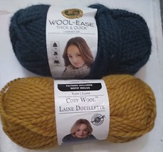 New Skein Of Lion Brand WOOL-EASE Thick &amp; Quick Yarn - Green And Golden Yellow - £8.95 GBP