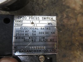 Nagano Keiki CP20 Pressure Switch 1.4-7 W/ Nks 3356172 - £130.41 GBP