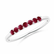 ANGARA Half Eternity Seven Stone Ruby Wedding Band in 14K Solid Gold - £416.54 GBP