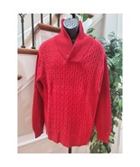 Southern Pines Men&#39;s Red Cotton Raglan Sleeve Casual Pullover Sweater Si... - $24.75