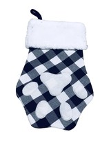 Black and white buffalo plaid with paw print paw shaped faux fur cuff 12... - $29.58