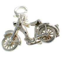 Sterling 925 British Solid Silver Lobster Clip On Charm Vintage Motorbike - £15.49 GBP