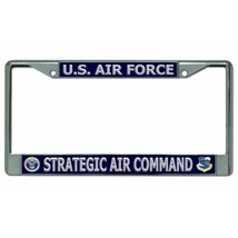 usaf air force strategic air command logo chrome license plate frame usa made - £23.49 GBP