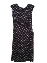 MERONA Women&#39;s Sleeveless Black and Cream Polka Dot Dress with Ruching Size  SP - £11.92 GBP