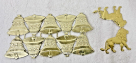 12PC OLD Dresden Gold Foil Bells Lions Die Cut Paper Very Detailed - $9.90