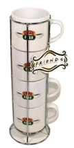 FRIENDS The TV Series Central Perk Coffee Cup Stackable 4 Mug Set Silver... - $30.20